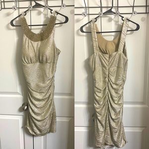 Gold Shimmer sleeveless Beaded Catchet dress
